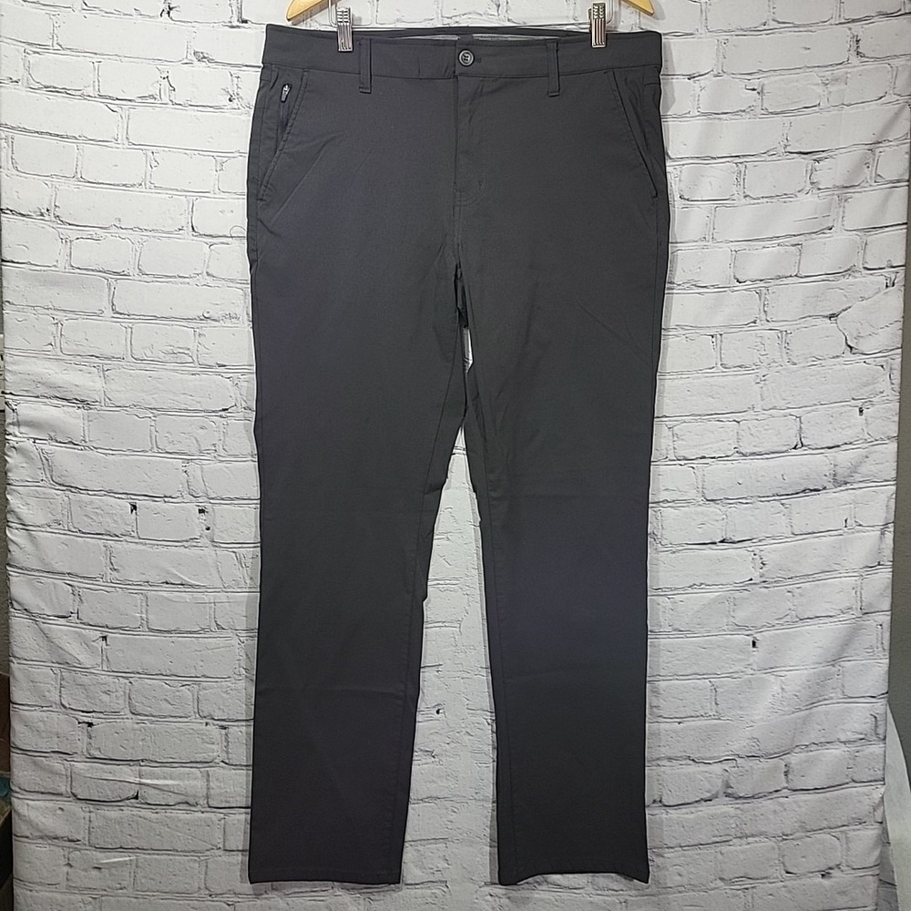 Weatherproof Vintage Mens Tech Pant Dark Gray Straight 5 Pocket 40x32 Nylon Flex